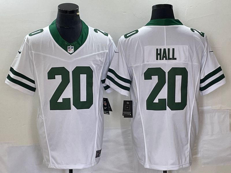 Men New York Jets #20 Hall White Nike Throwback Player Game NFL Jersey